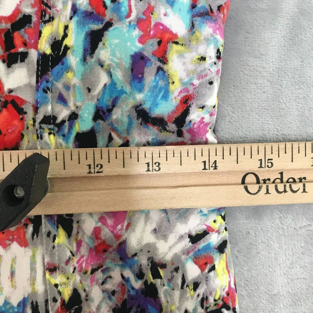 Tahari Dress Womens 4 Multicolor Geometric Print Cap Sleeve Crew Neck Sheath - Picture 11 of 14